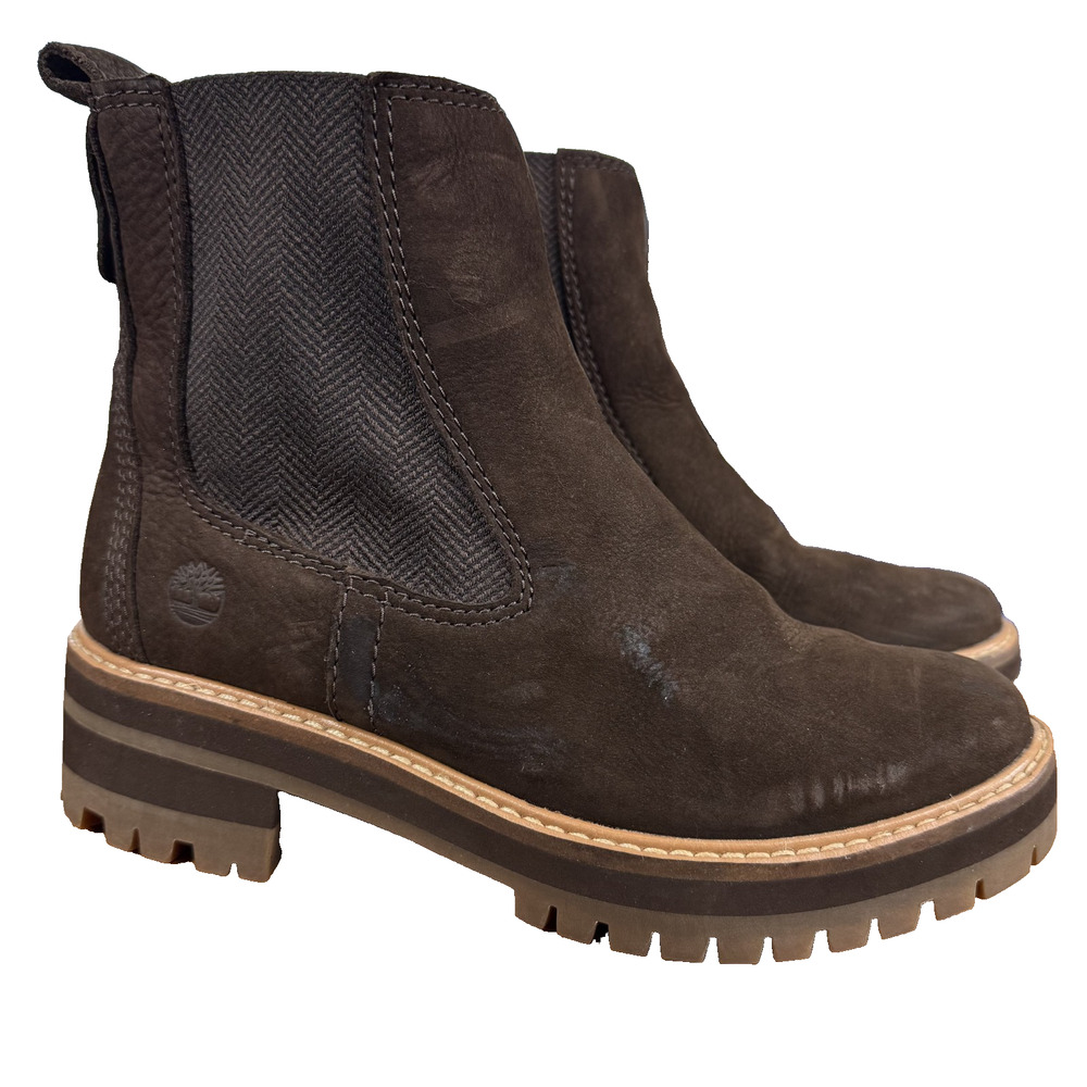 Timberland Courmayeur Valley Chelsea Dark Brown Leather Ankle Boots Shoes sz 6